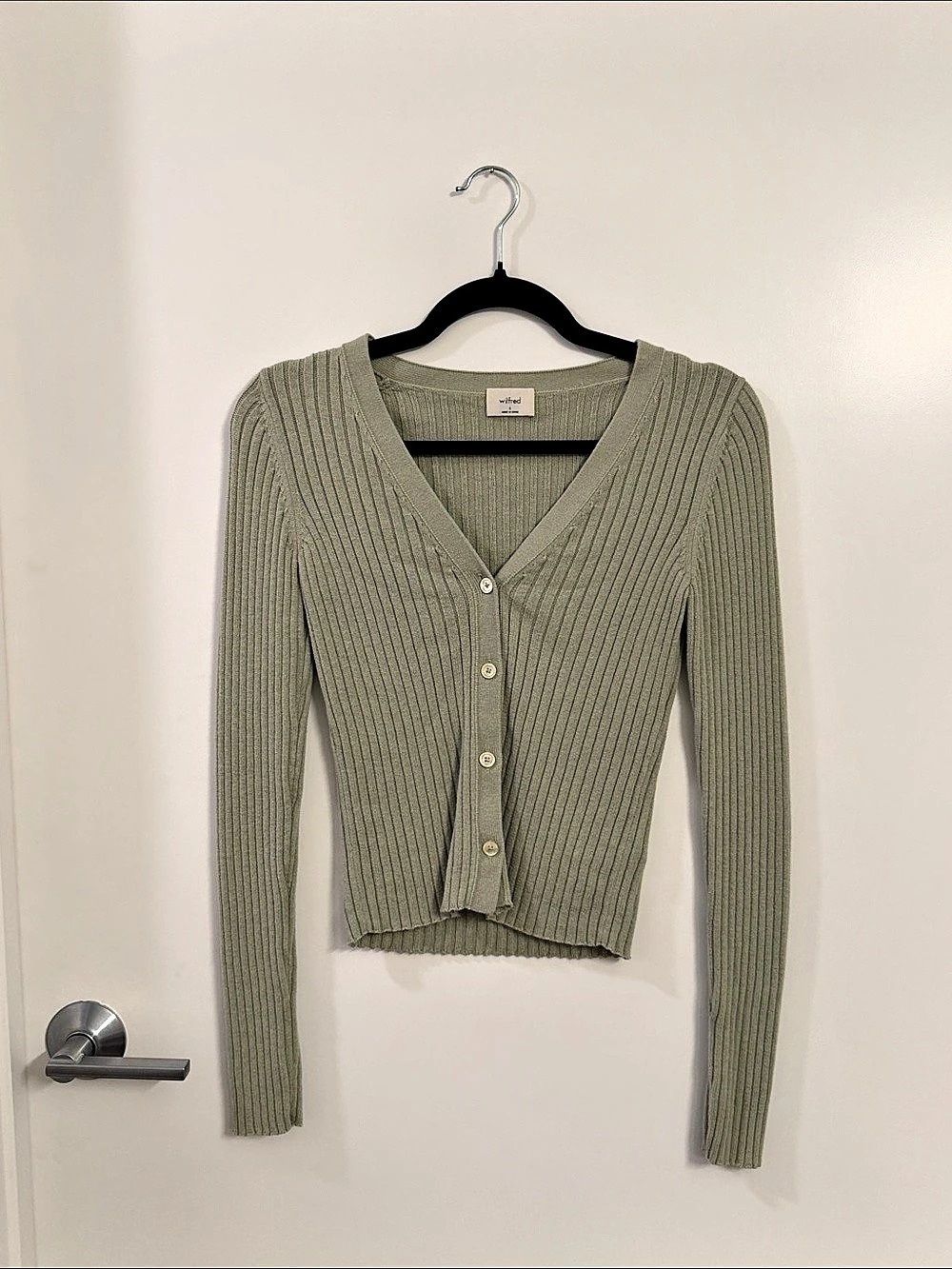 Aritzia Wilfred Cardigan Ribbed Sage Green Small